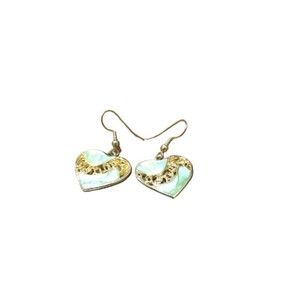 Made in U.S.A Gold Plated Dangling Drop Heart Pierced Earrings